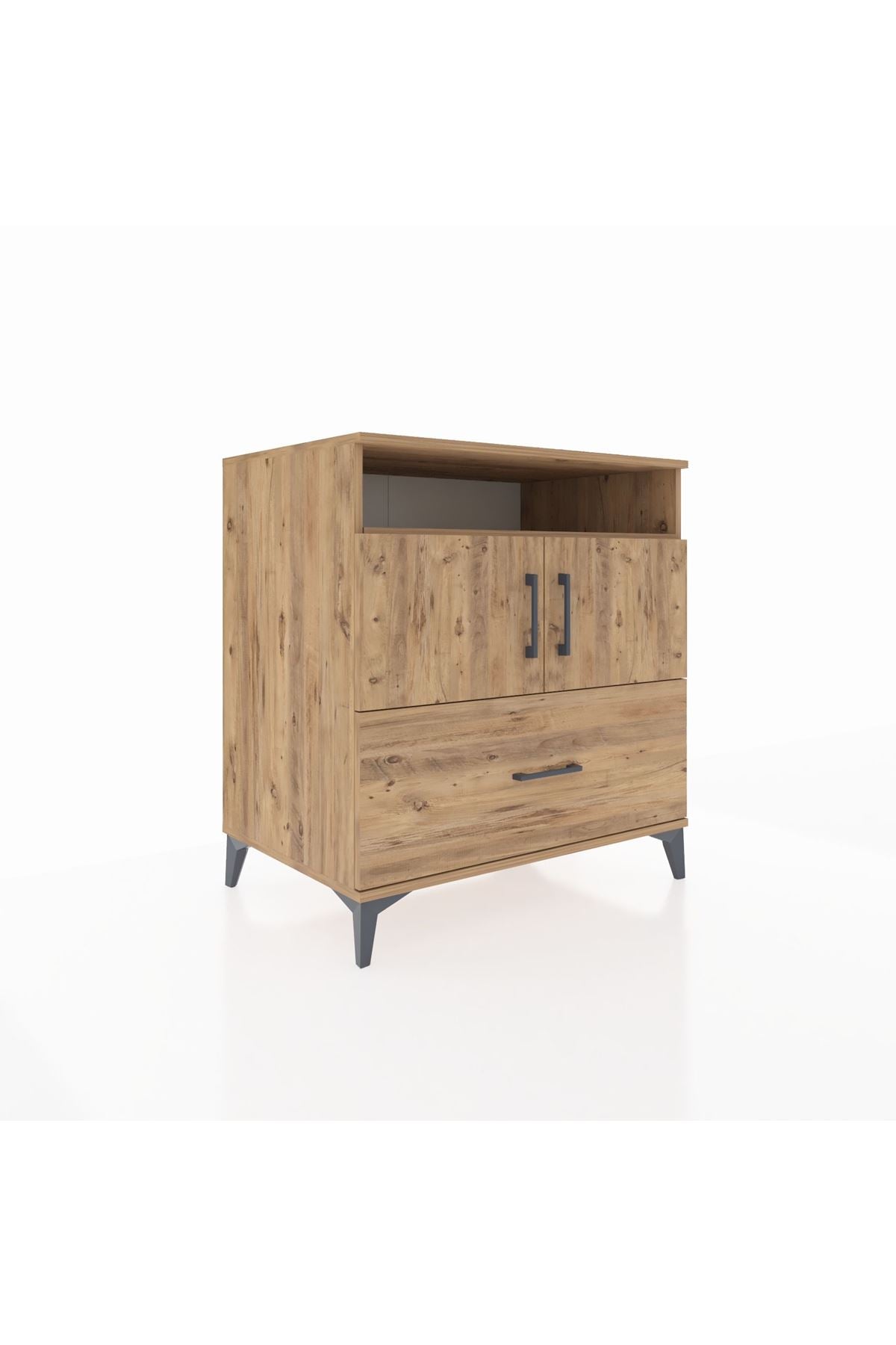 Kronos Şifonyer 3 Raflı Tek Çekmeceli 2 Kapaklı 88x59x96 Çam-Çam