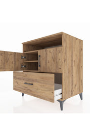 Kronos Şifonyer 3 Raflı Tek Çekmeceli 2 Kapaklı 88x59x96 Çam-Çam