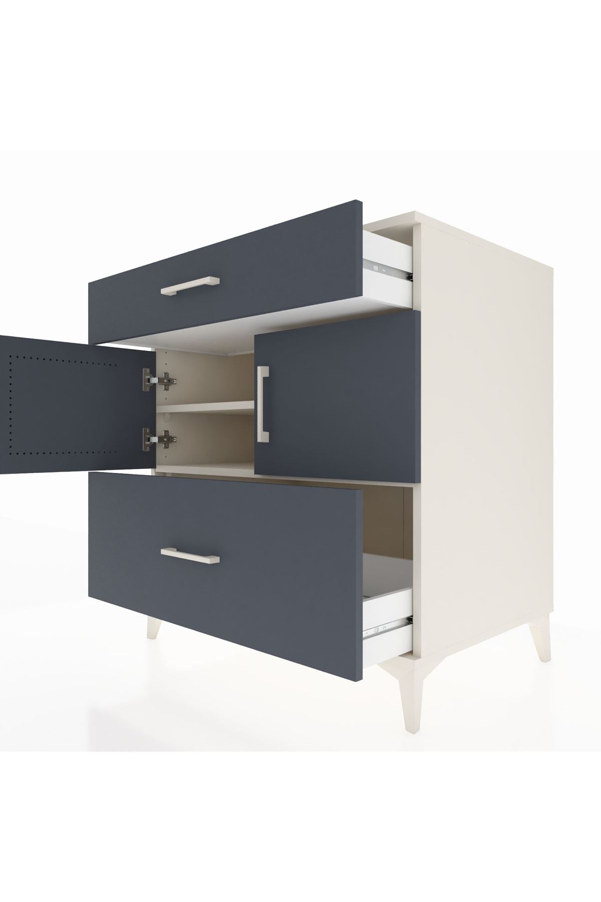 Kronos Şifonyer 2 Raflı 2 Çekmeceli 2 Kapaklı 88x59x96 Aytaşı-Antrasit