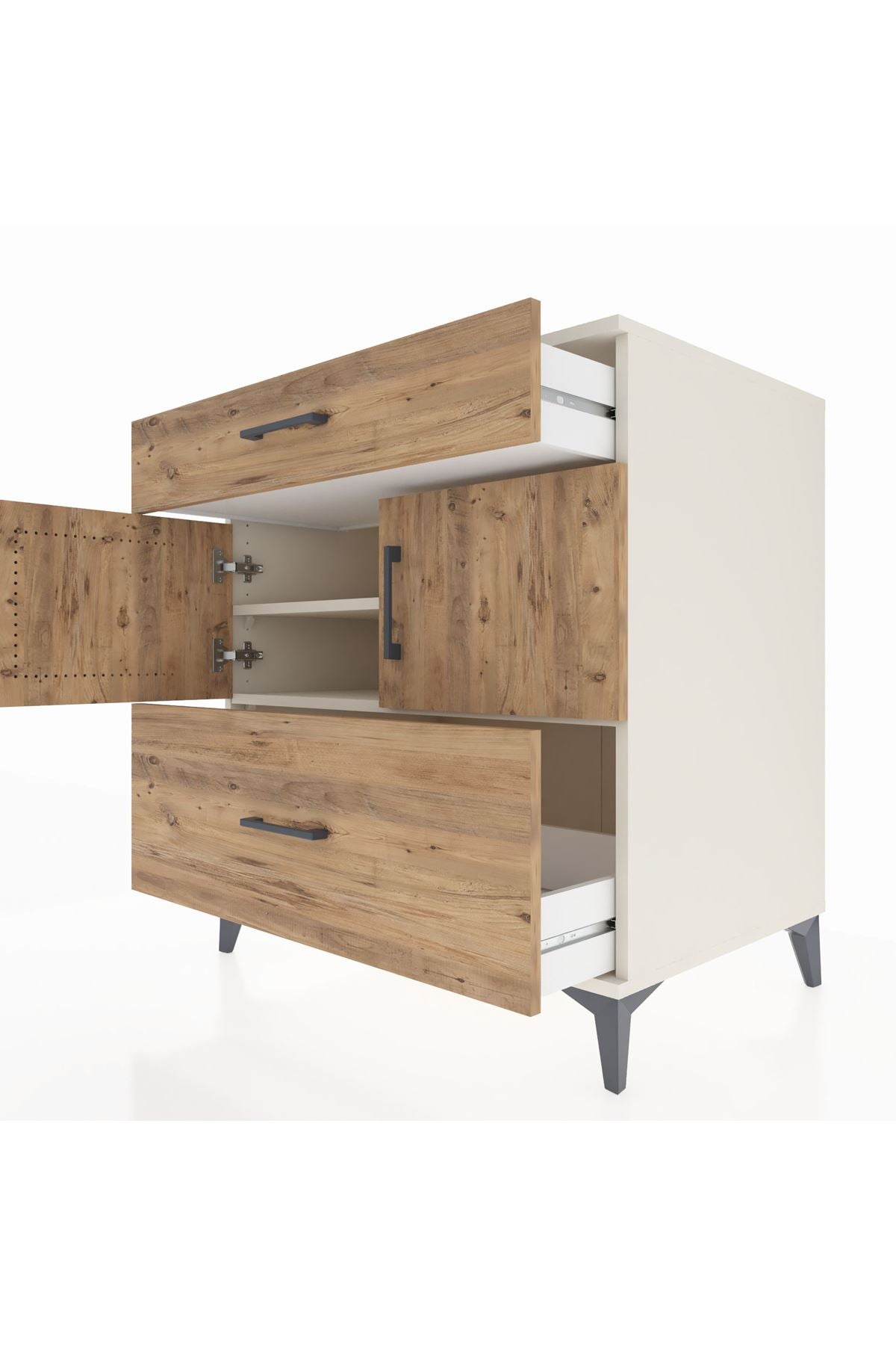 Kronos Şifonyer 2 Raflı 2 Çekmeceli 2 Kapaklı 88x59x96 Aytaşı-Çam