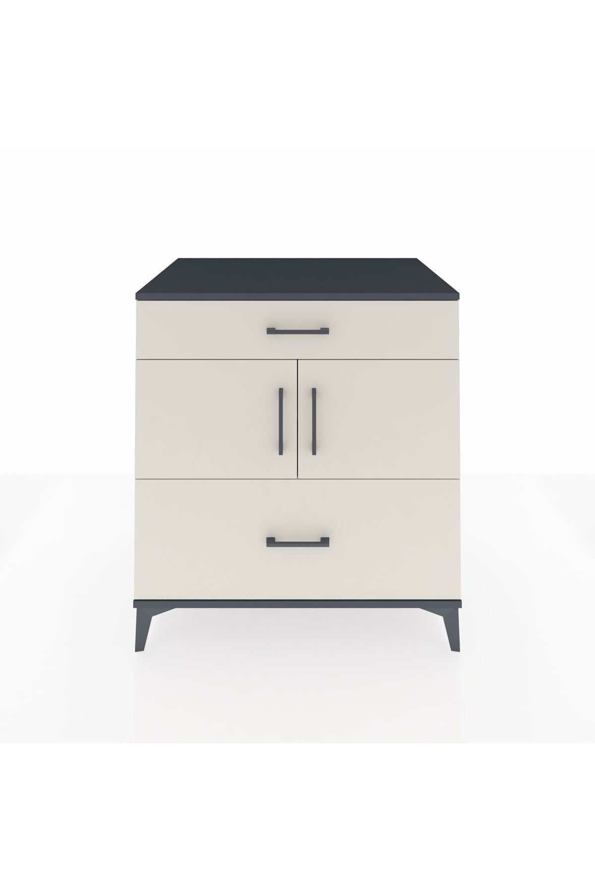 Kronos Şifonyer 2 Raflı 2 Çekmeceli 2 Kapaklı 88x59x96 Antrasit-Aytaşı