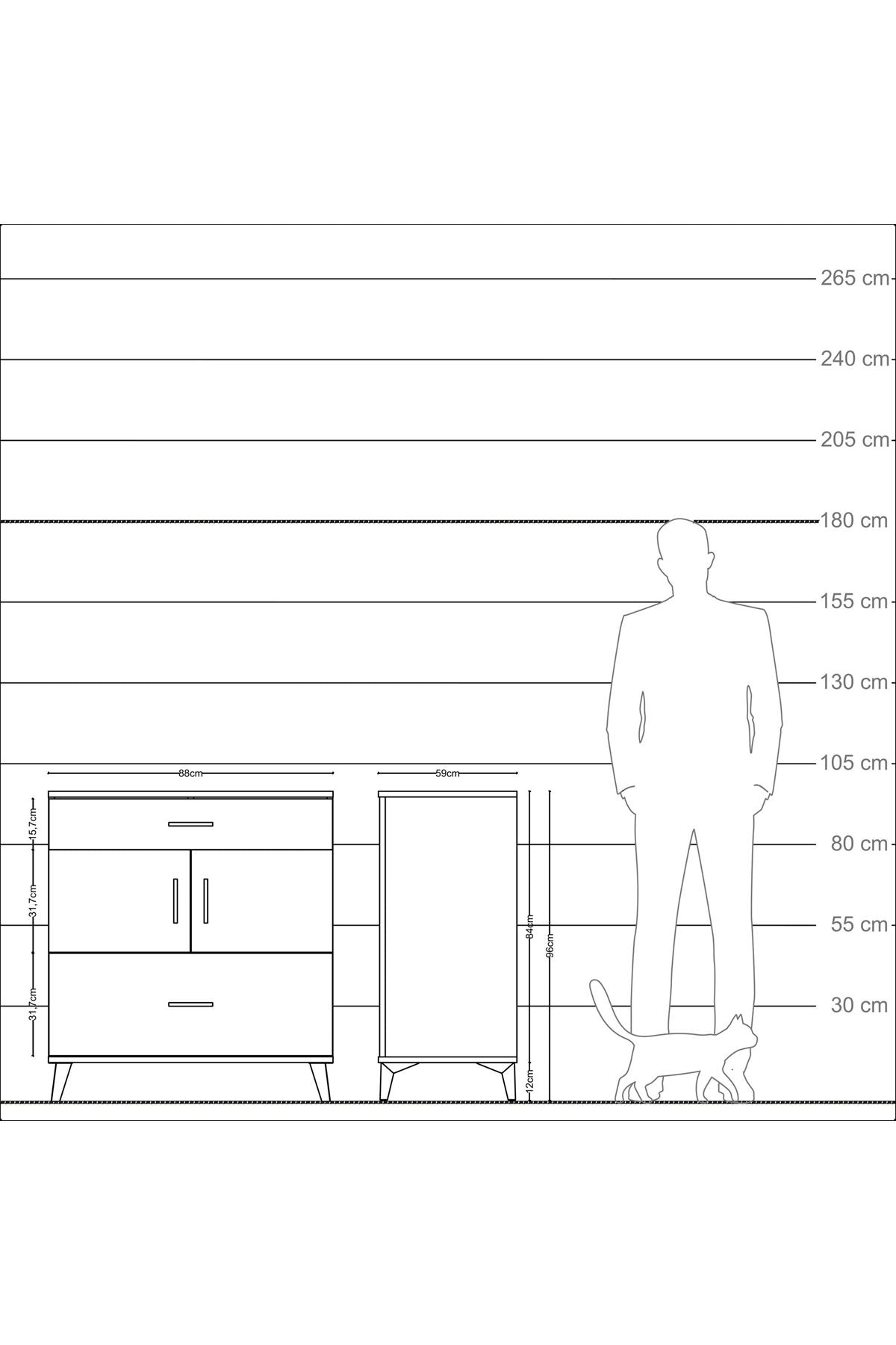 Kronos Şifonyer 2 Raflı 2 Çekmeceli 2 Kapaklı 88x59x96 Aytaşı-Çam