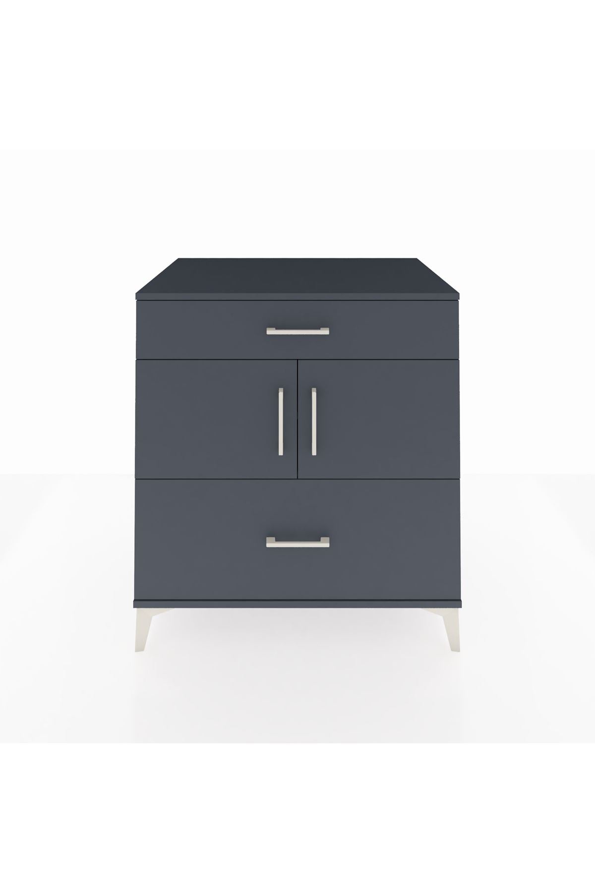 Kronos Şifonyer 2 Raflı 2 Çekmeceli 2 Kapaklı 88x59x96 Antrasit-Antrasit