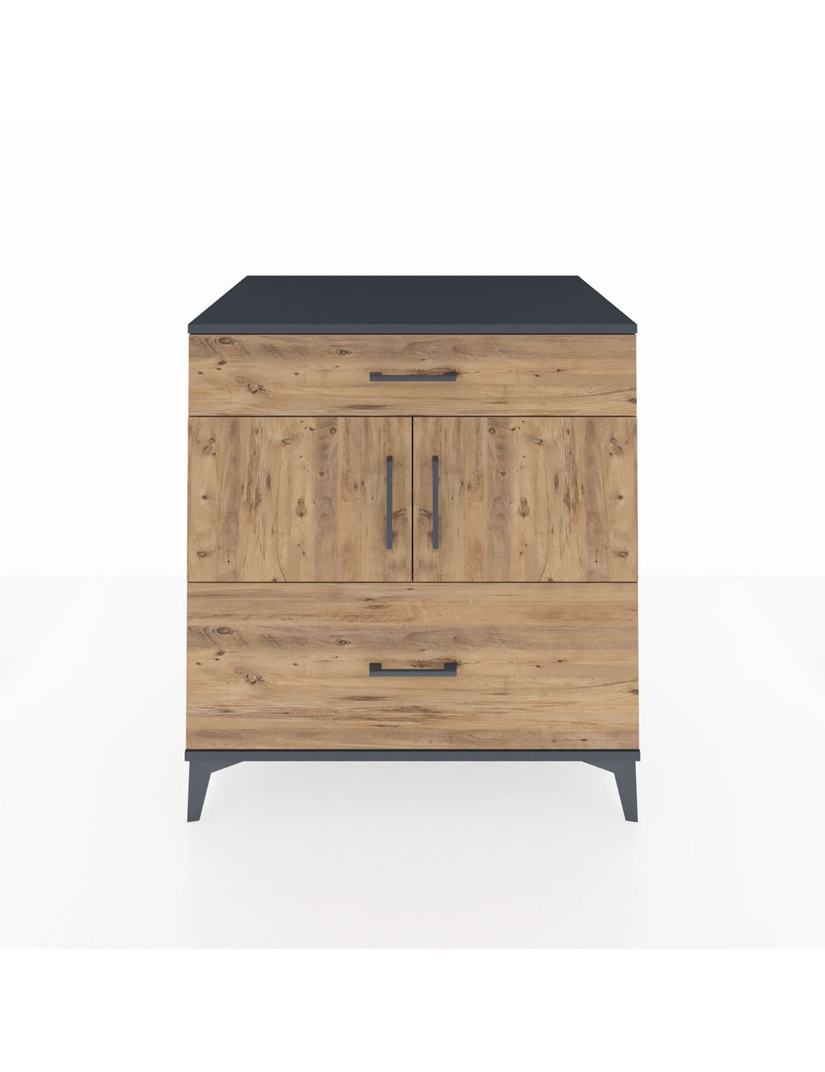 Kronos Şifonyer 2 Raflı 2 Çekmeceli 2 Kapaklı 88x59x96 Antrasit-Çam