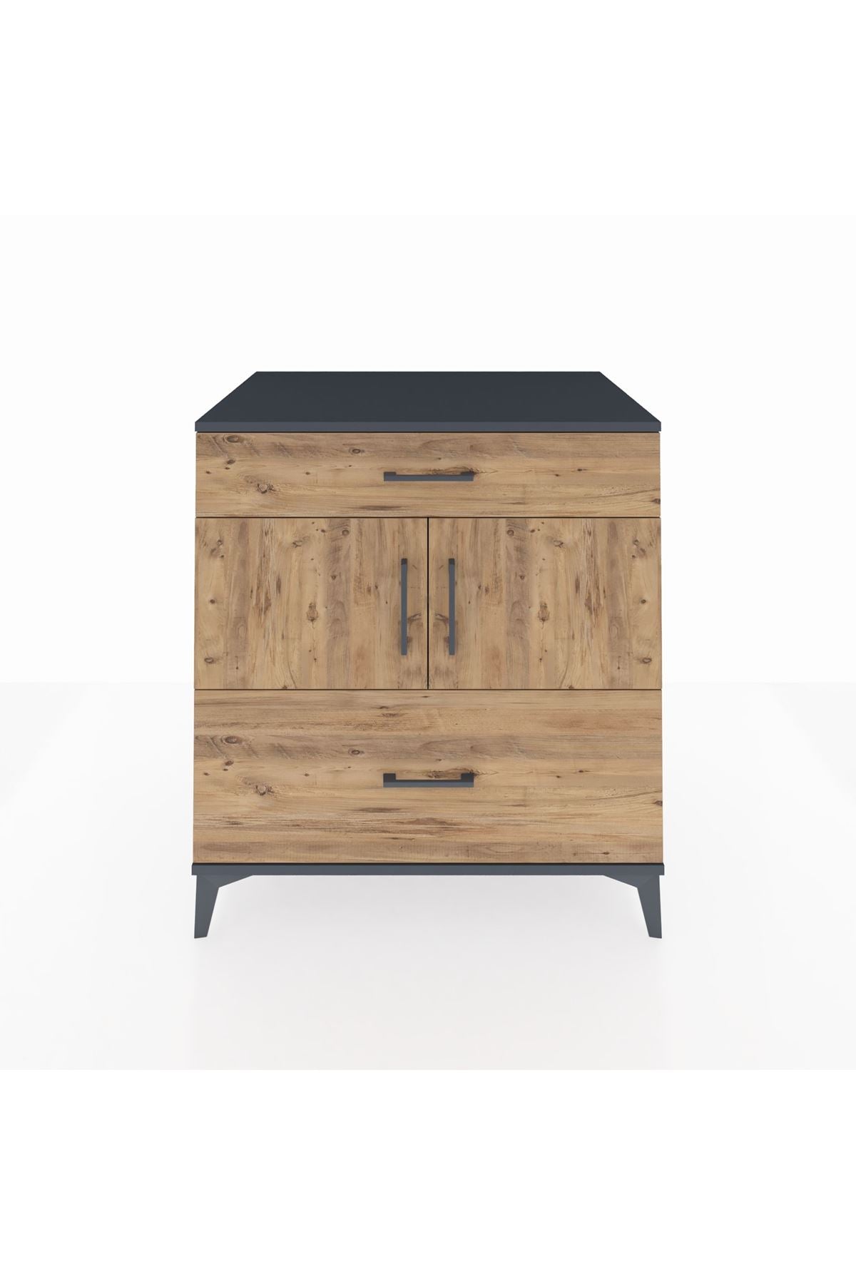 Kronos Şifonyer 2 Raflı 2 Çekmeceli 2 Kapaklı 88x59x96 Antrasit-Çam