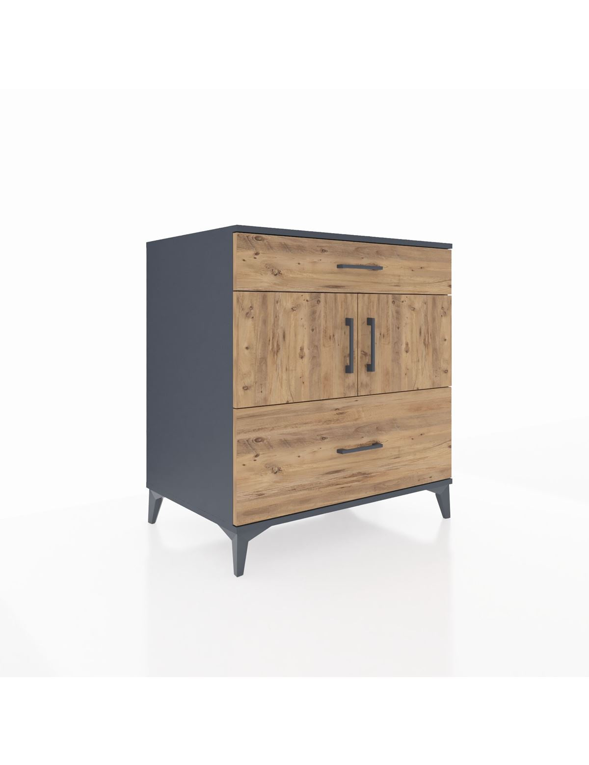 Kronos Şifonyer 2 Raflı 2 Çekmeceli 2 Kapaklı 88x59x96 Antrasit-Çam