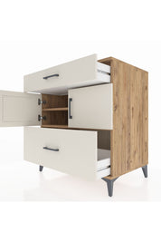 Kronos Şifonyer 2 Raflı 2 Çekmeceli 2 Kapaklı 88x59x96 Çam-Aytaşı