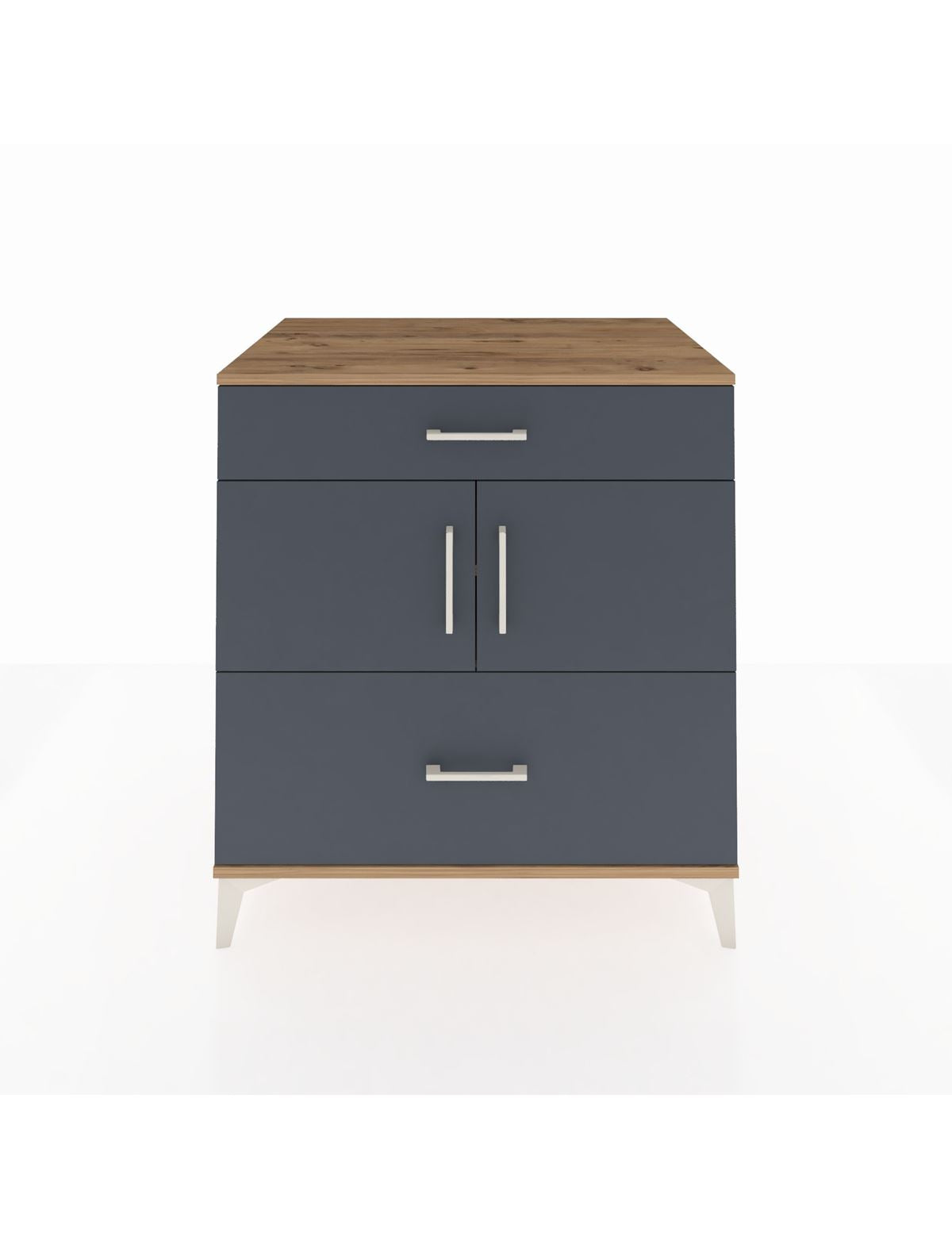 Kronos Şifonyer 2 Raflı 2 Çekmeceli 2 Kapaklı 88x59x96 Çam-Antrasit