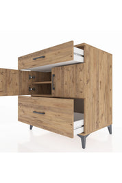 Kronos Şifonyer 2 Raflı 2 Çekmeceli 2 Kapaklı 88x59x96 Çam-Çam