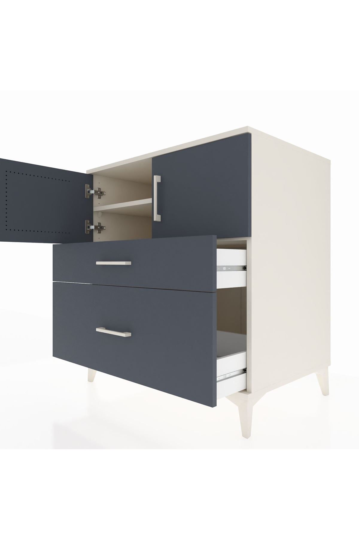 Kronos Şifonyer 2 Raflı 2 Çekmeceli 2 Kapaklı 88x59x96 Aytaşı-Antrasit