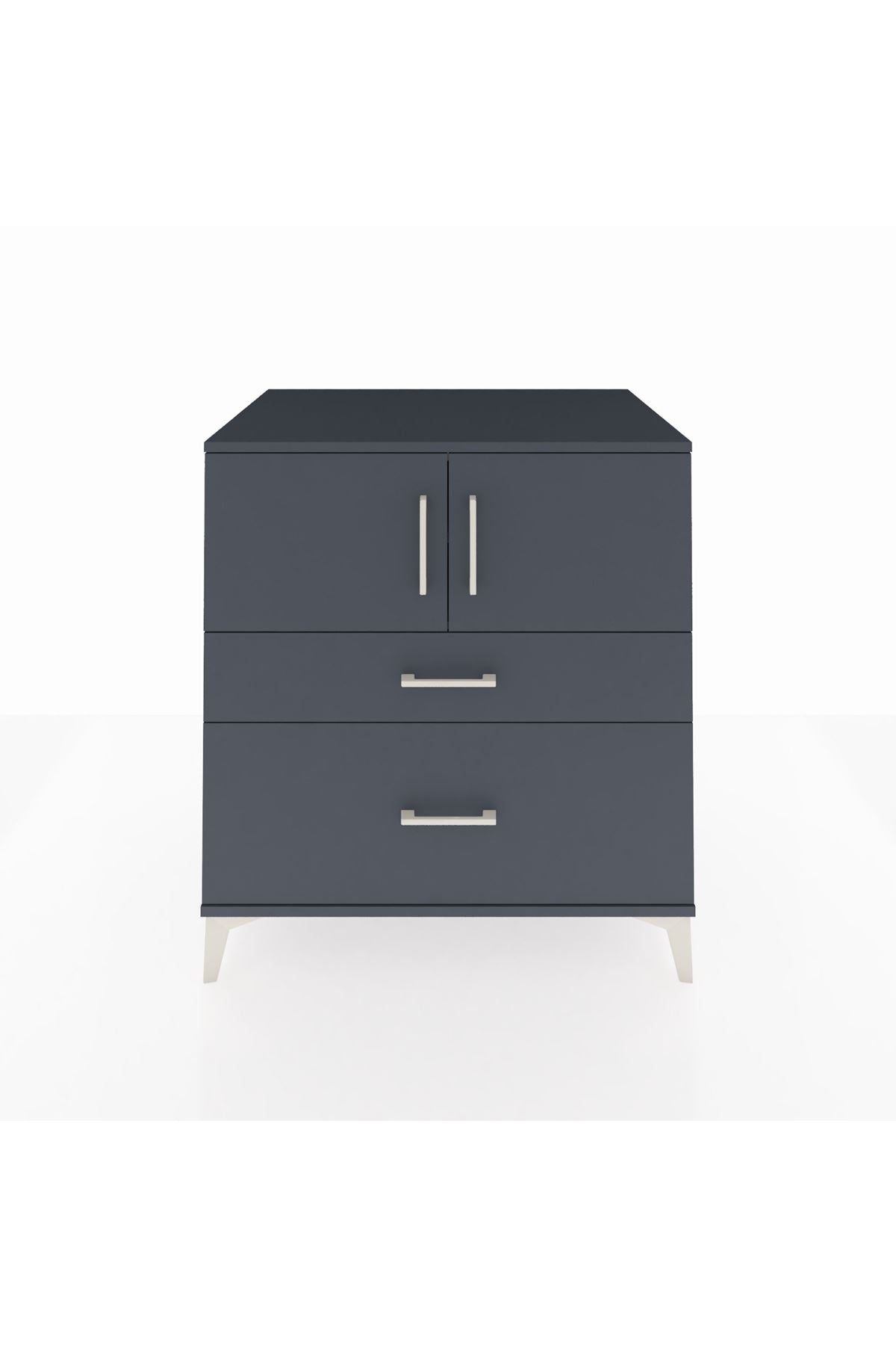 Kronos Şifonyer 2 Raflı 2 Çekmeceli 2 Kapaklı 88x59x96 Antrasit-Antrasit