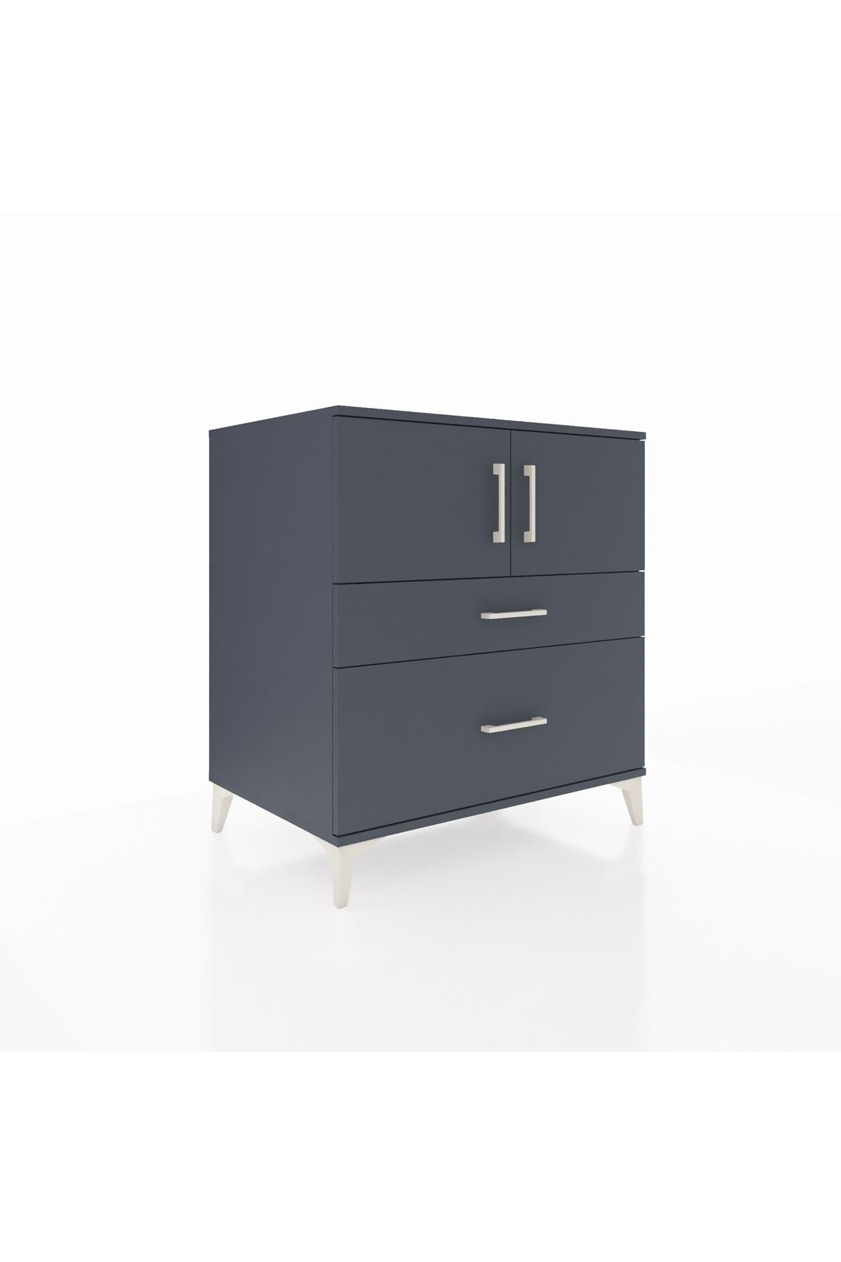 Kronos Şifonyer 2 Raflı 2 Çekmeceli 2 Kapaklı 88x59x96 Antrasit-Antrasit