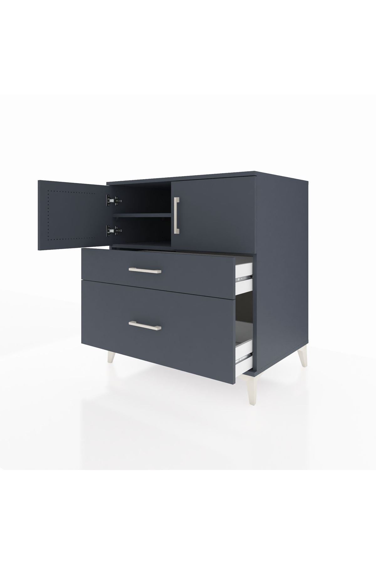 Kronos Şifonyer 2 Raflı 2 Çekmeceli 2 Kapaklı 88x59x96 Antrasit-Antrasit