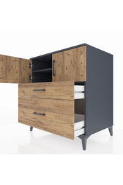 Kronos Şifonyer 2 Raflı 2 Çekmeceli 2 Kapaklı 88x59x96 Antrasit-Çam