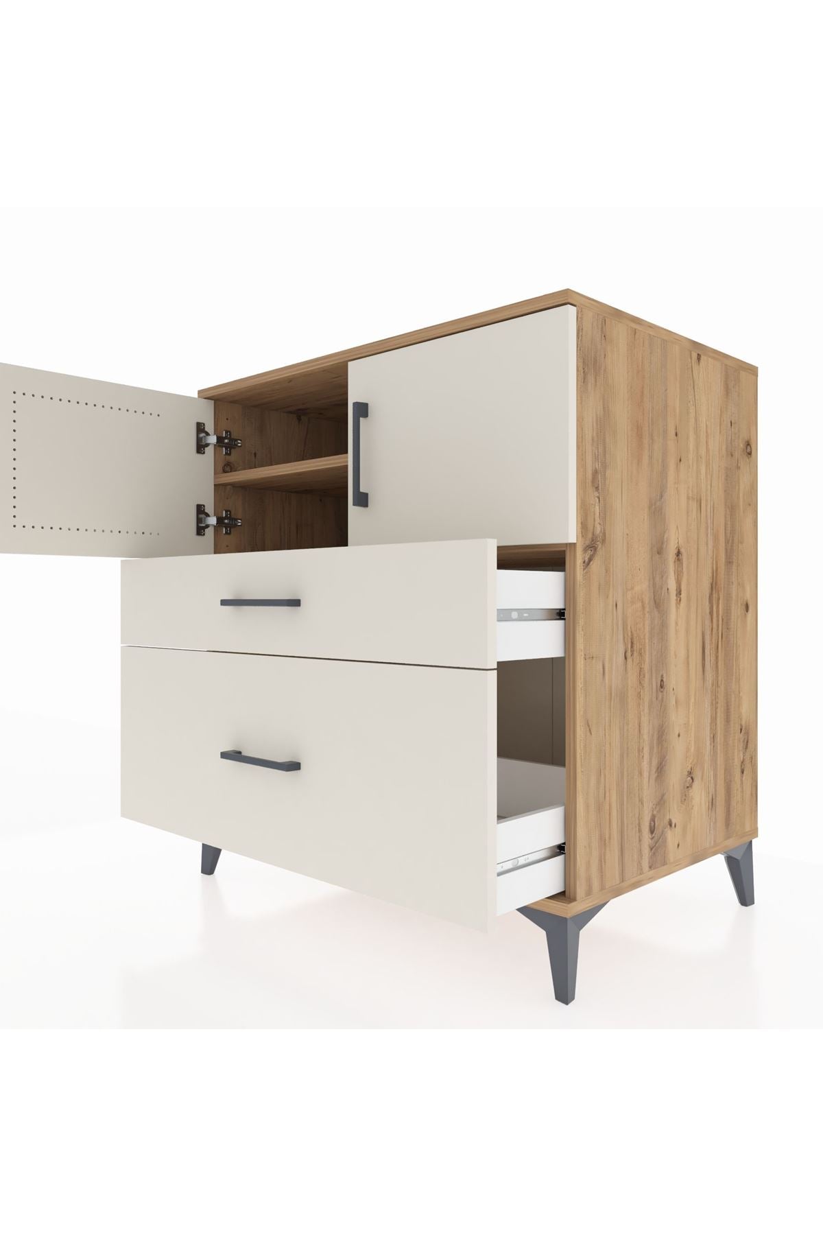 Kronos Şifonyer 2 Raflı 2 Çekmeceli 2 Kapaklı 88x59x96 Çam-Aytaşı