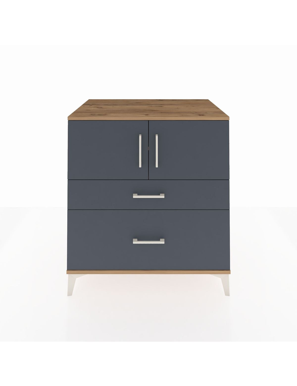 Kronos Şifonyer 2 Raflı 2 Çekmeceli 2 Kapaklı 88x59x96 Çam-Antrasit