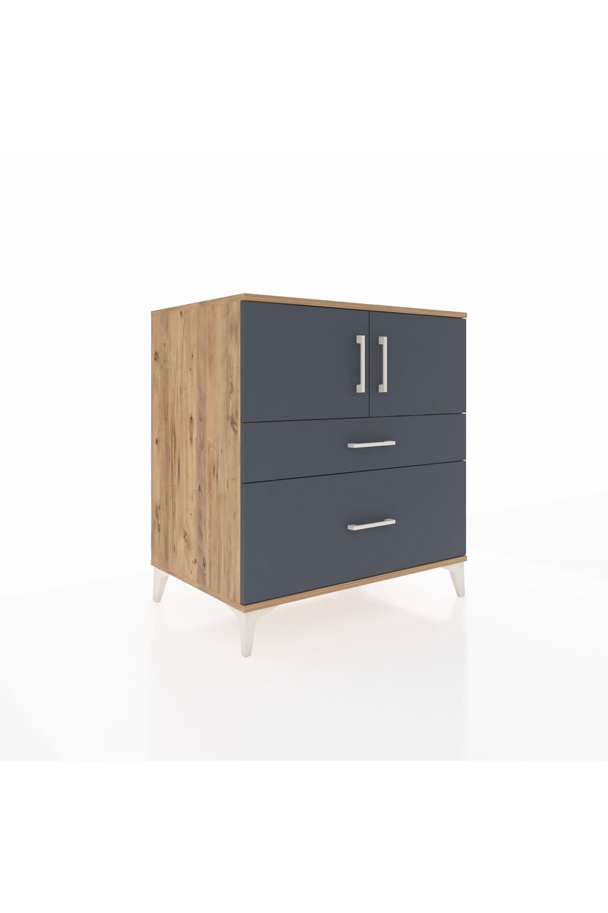 Kronos Şifonyer 2 Raflı 2 Çekmeceli 2 Kapaklı 88x59x96 Çam-Antrasit