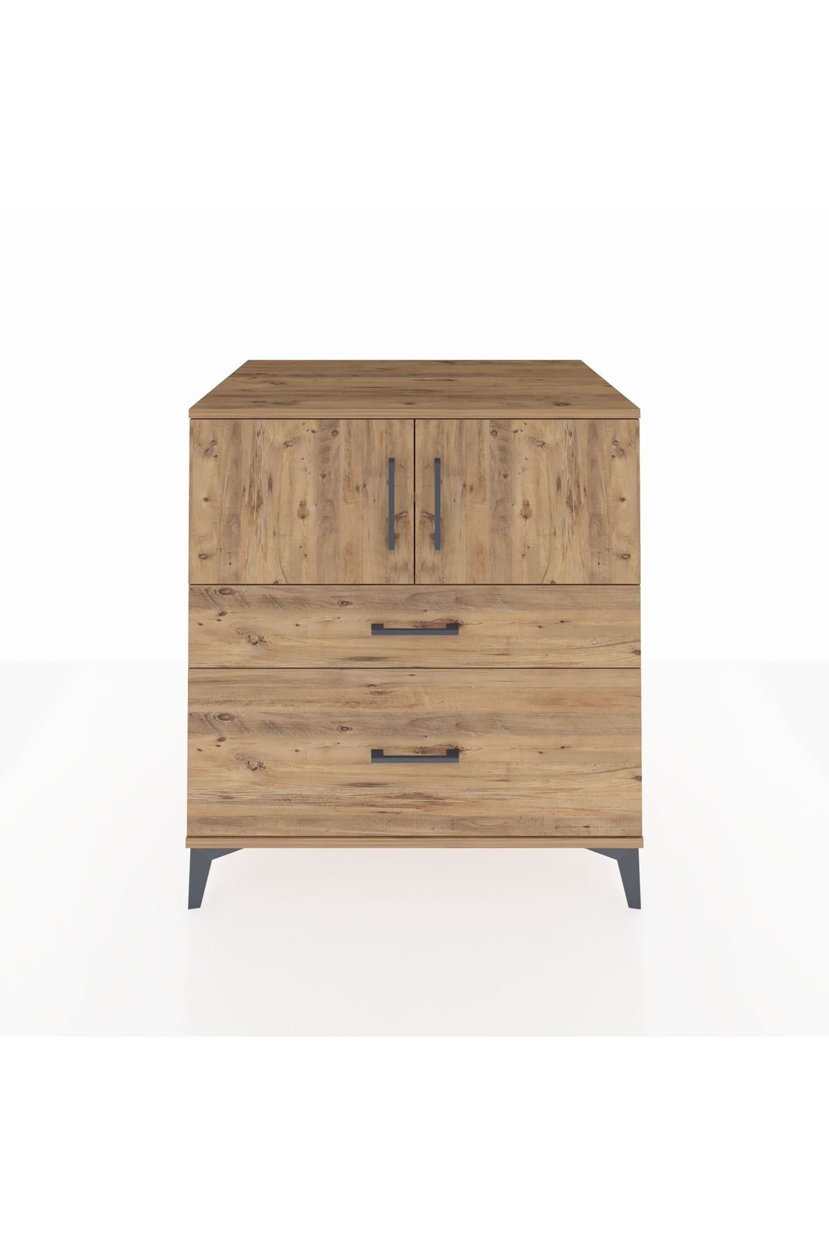 Kronos Şifonyer 2 Raflı 2 Çekmeceli 2 Kapaklı 88x59x96 Çam-Çam