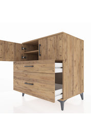 Kronos Şifonyer 2 Raflı 2 Çekmeceli 2 Kapaklı 88x59x96 Çam-Çam