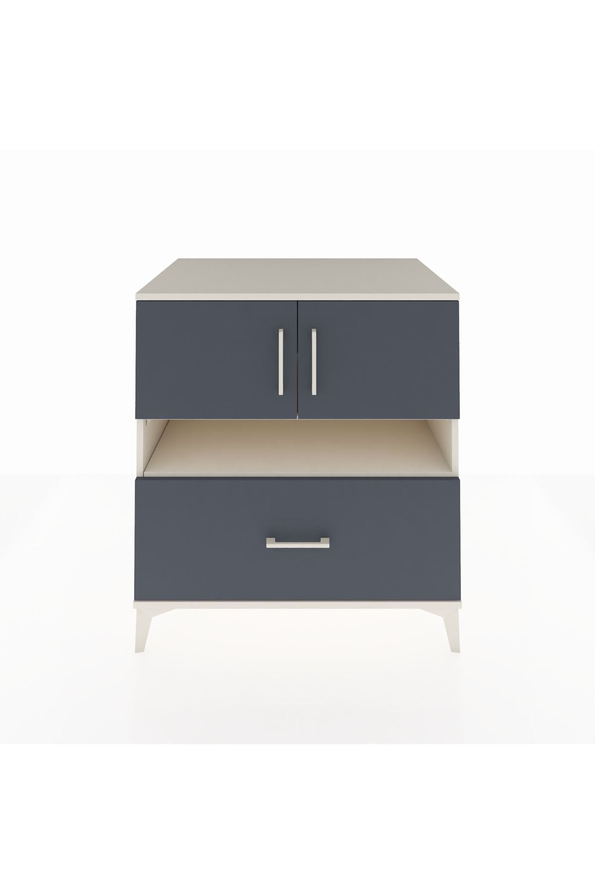 Kronos Şifonyer 3 Raflı Tek Çekmeceli 2 Kapaklı 88x59x96 Aytaşı-Antrasit