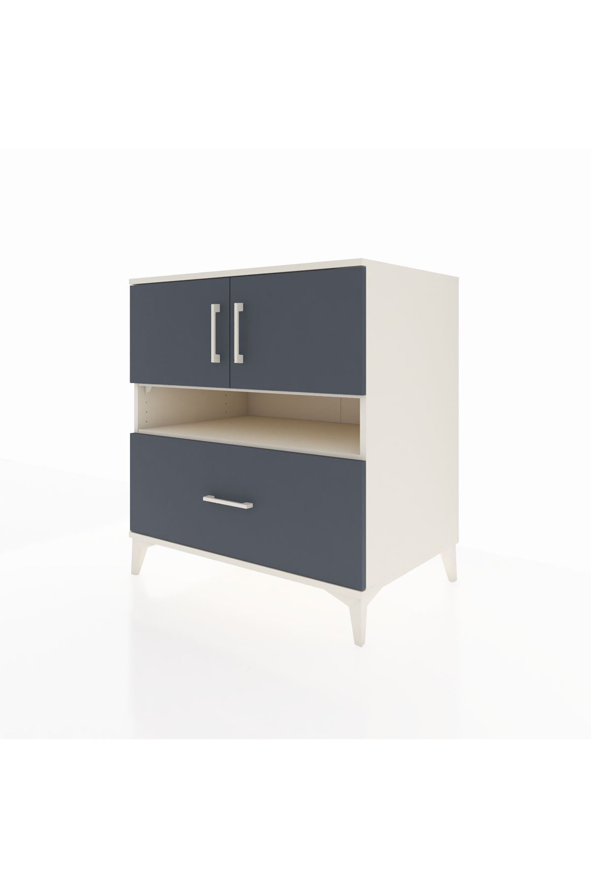 Kronos Şifonyer 3 Raflı Tek Çekmeceli 2 Kapaklı 88x59x96 Aytaşı-Antrasit