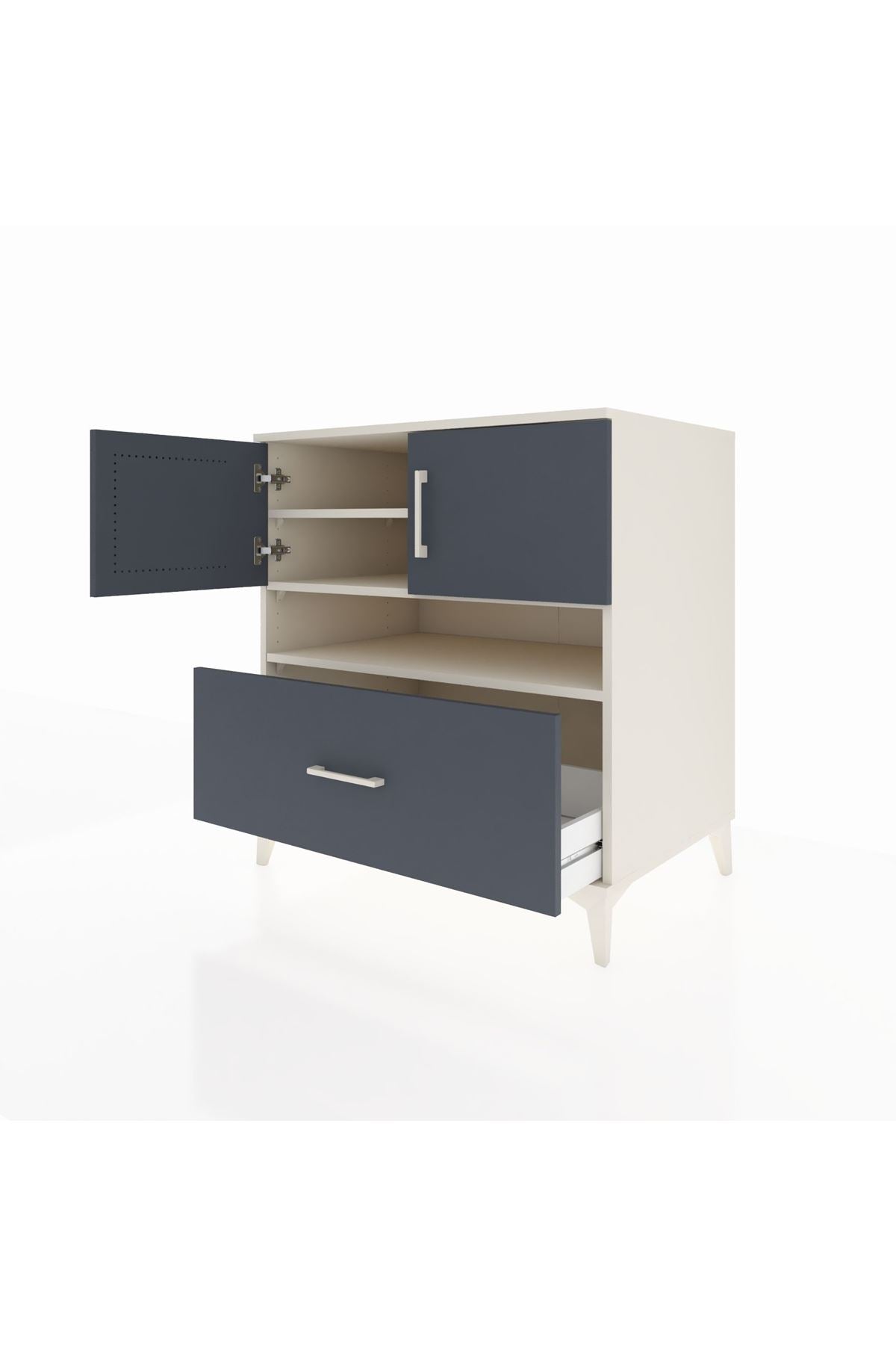 Kronos Şifonyer 3 Raflı Tek Çekmeceli 2 Kapaklı 88x59x96 Aytaşı-Antrasit