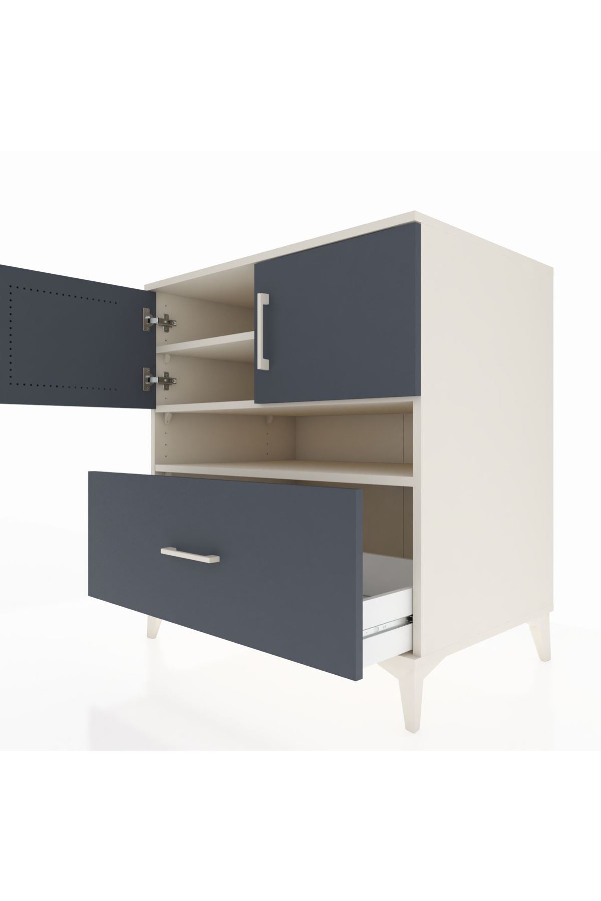 Kronos Şifonyer 3 Raflı Tek Çekmeceli 2 Kapaklı 88x59x96 Aytaşı-Antrasit