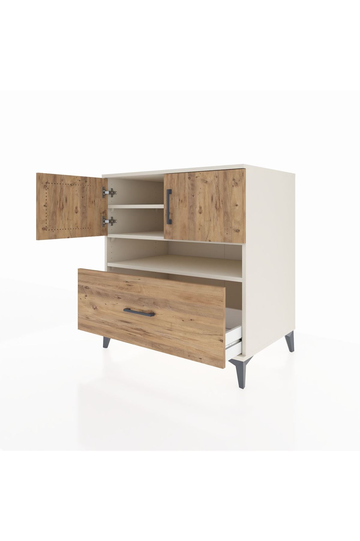 Kronos Şifonyer 3 Raflı Tek Çekmeceli 2 Kapaklı 88x59x96 Aytaşı-Çam