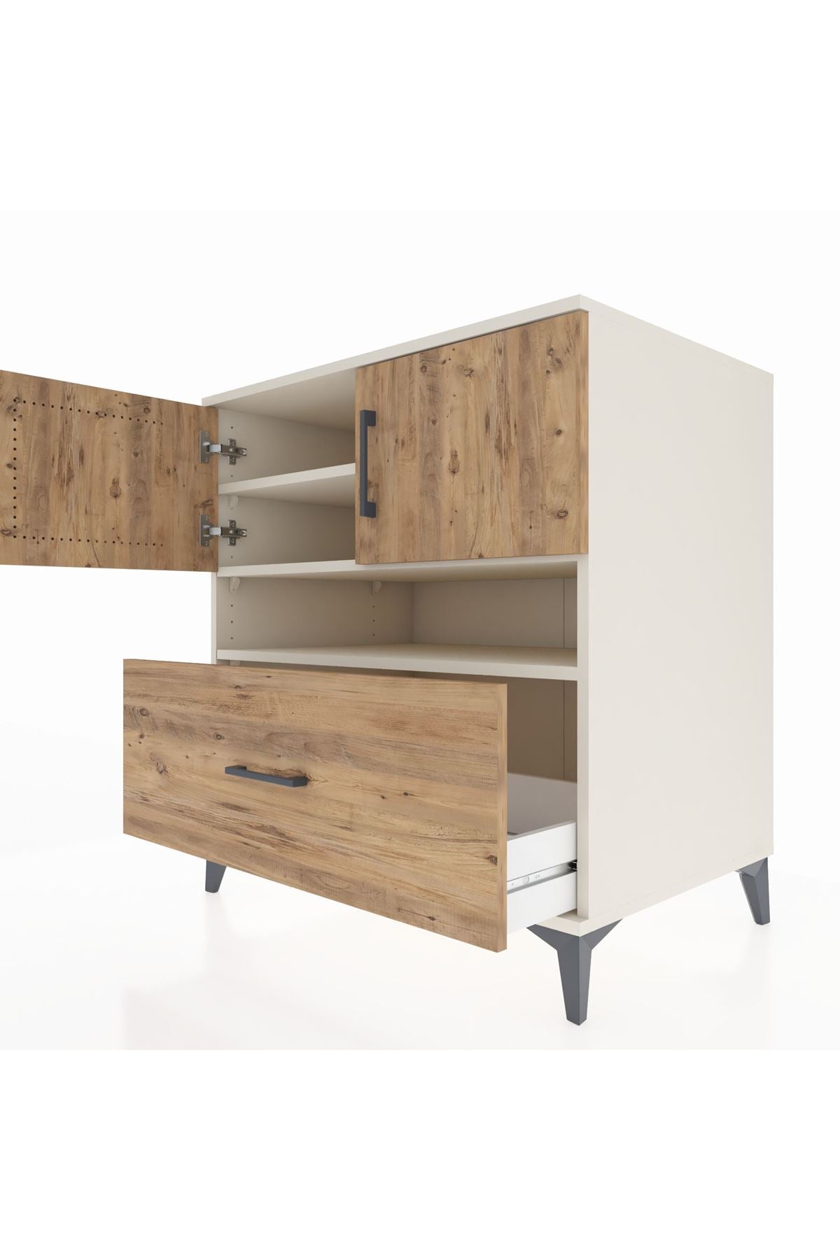 Kronos Şifonyer 3 Raflı Tek Çekmeceli 2 Kapaklı 88x59x96 Aytaşı-Çam