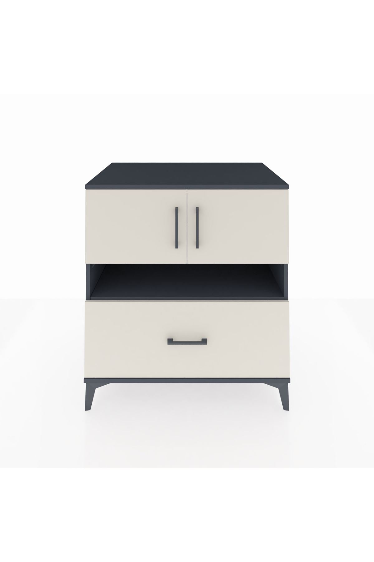 Kronos Şifonyer 3 Raflı Tek Çekmeceli 2 Kapaklı 88x59x96 Antrasit-Aytaşı