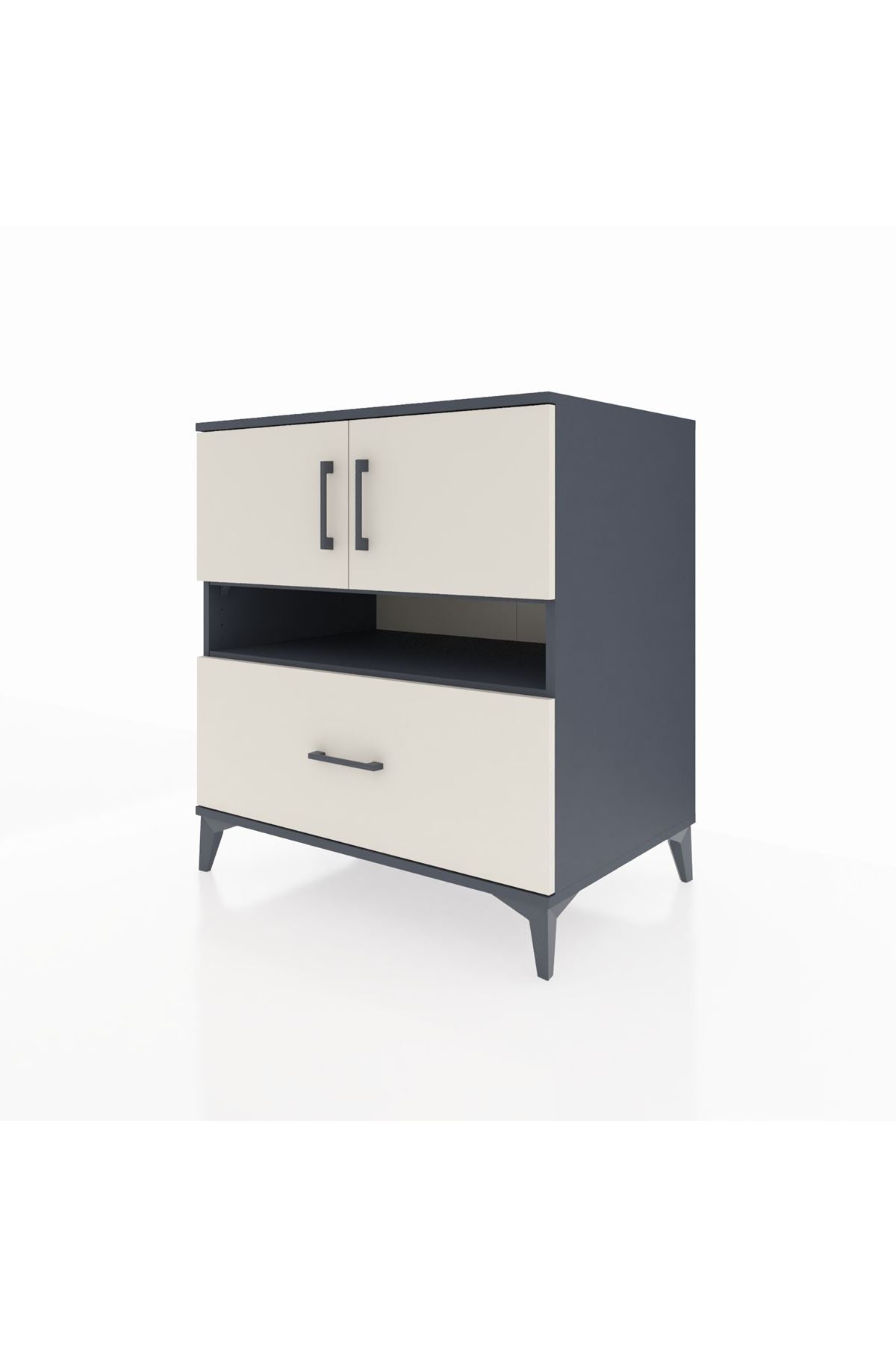 Kronos Şifonyer 3 Raflı Tek Çekmeceli 2 Kapaklı 88x59x96 Antrasit-Aytaşı