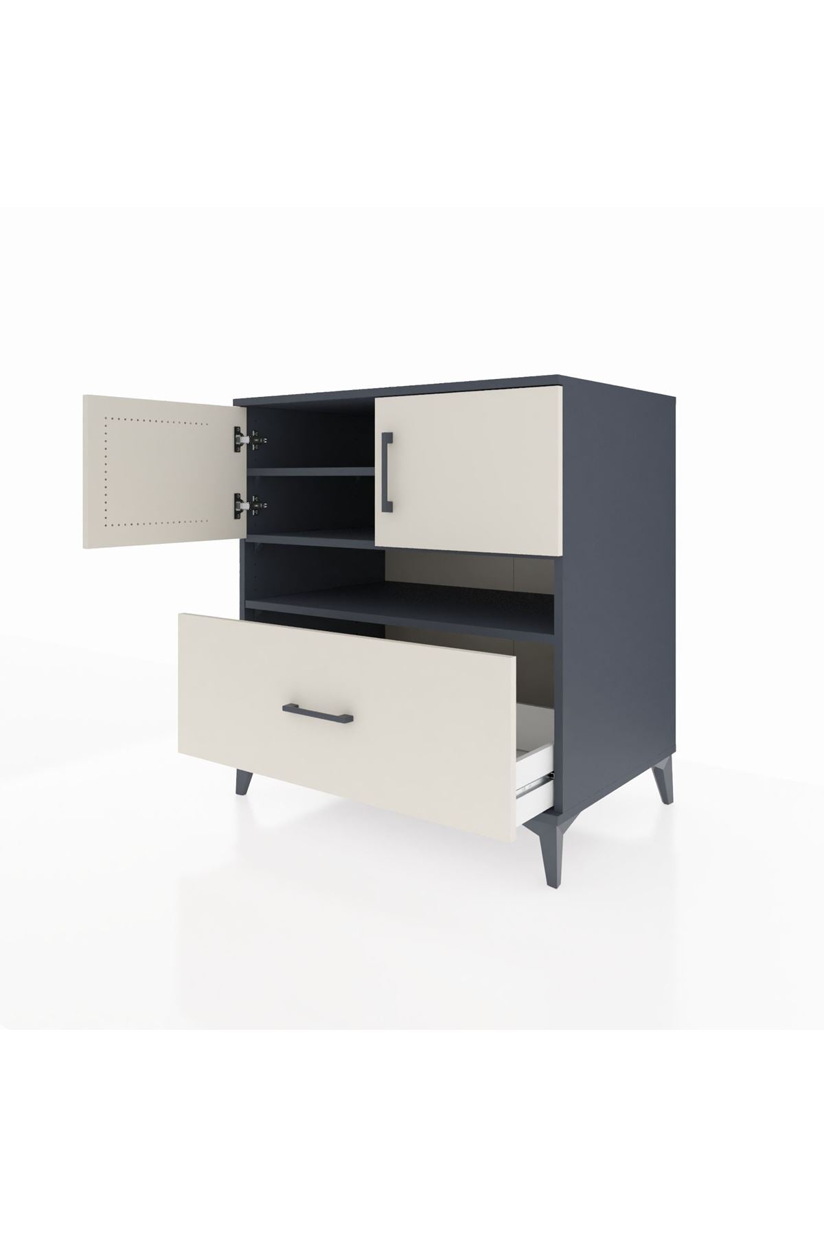 Kronos Şifonyer 3 Raflı Tek Çekmeceli 2 Kapaklı 88x59x96 Antrasit-Aytaşı