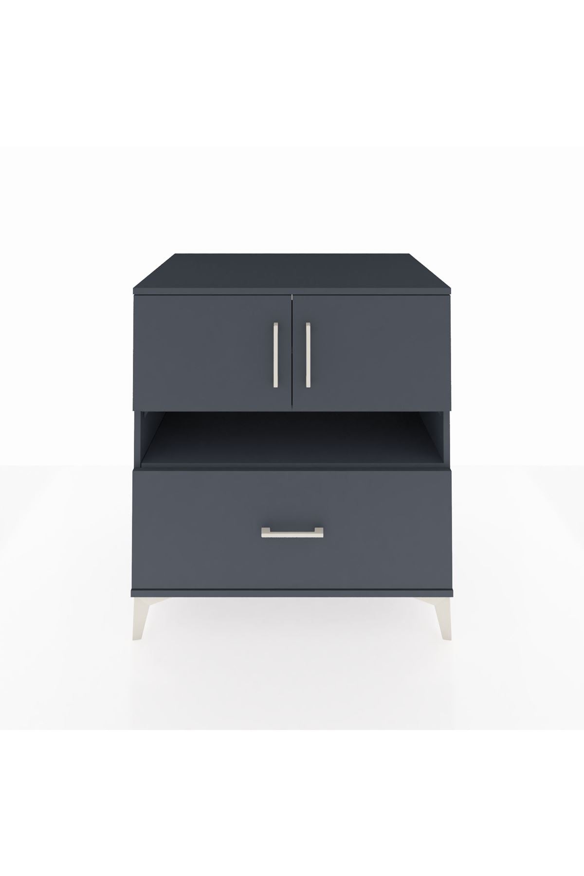 Kronos Şifonyer 3 Raflı Tek Çekmeceli 2 Kapaklı 88x59x96 Antrasit-Antrasit