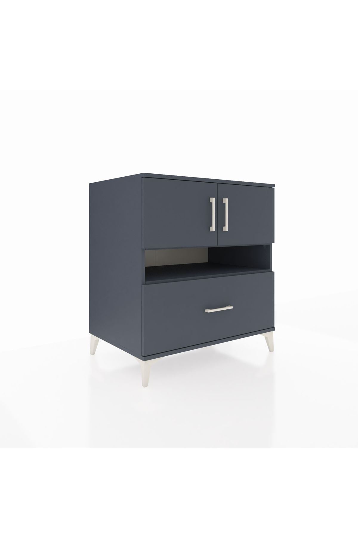 Kronos Şifonyer 3 Raflı Tek Çekmeceli 2 Kapaklı 88x59x96 Antrasit-Antrasit