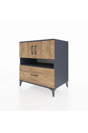 Kronos Şifonyer 3 Raflı Tek Çekmeceli 2 Kapaklı 88x59x96 Antrasit-Çam