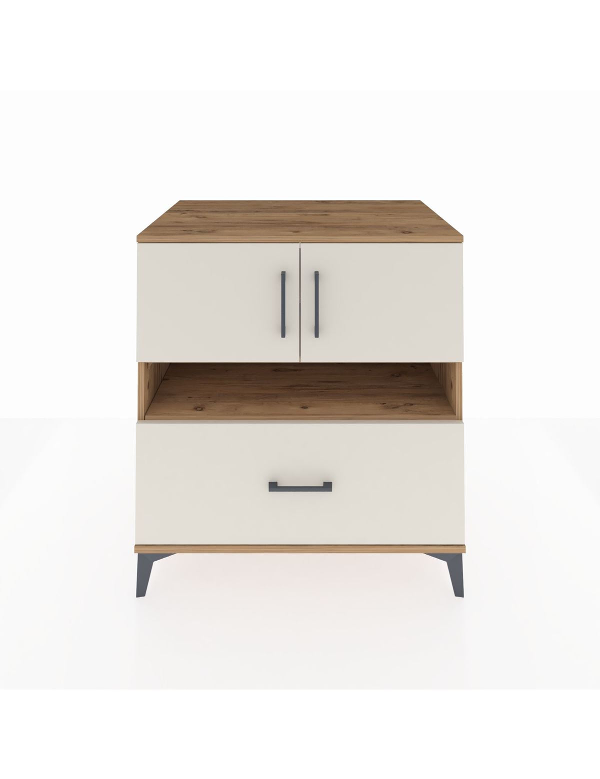 Kronos Şifonyer 3 Raflı Tek Çekmeceli 2 Kapaklı 88x59x96 Çam-Aytaşı