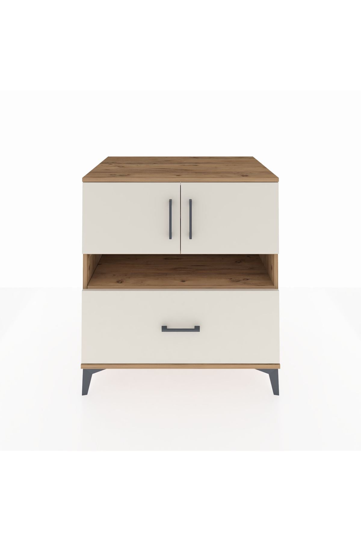 Kronos Şifonyer 3 Raflı Tek Çekmeceli 2 Kapaklı 88x59x96 Çam-Aytaşı