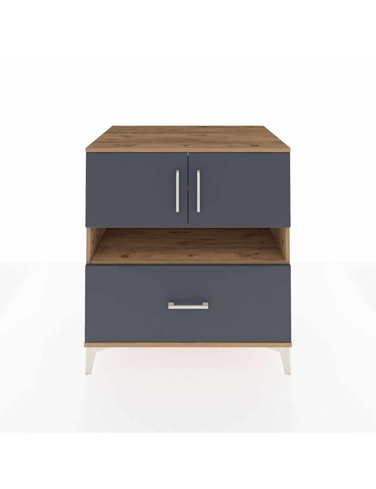 Kronos Şifonyer 3 Raflı Tek Çekmeceli 2 Kapaklı 88x59x96 Çam-Antrasit