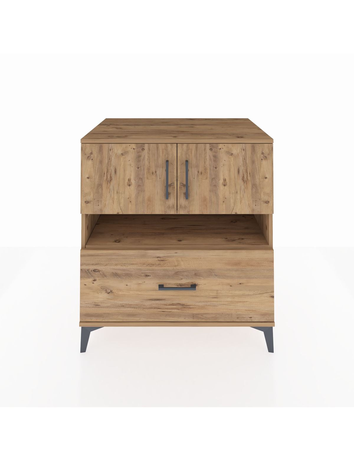 Kronos Şifonyer 3 Raflı Tek Çekmeceli 2 Kapaklı 88x59x96 Çam-Çam