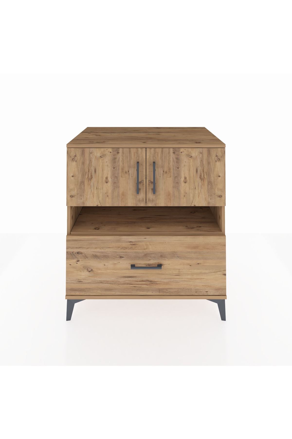 Kronos Şifonyer 3 Raflı Tek Çekmeceli 2 Kapaklı 88x59x96 Çam-Çam