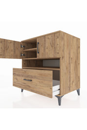 Kronos Şifonyer 3 Raflı Tek Çekmeceli 2 Kapaklı 88x59x96 Çam-Çam