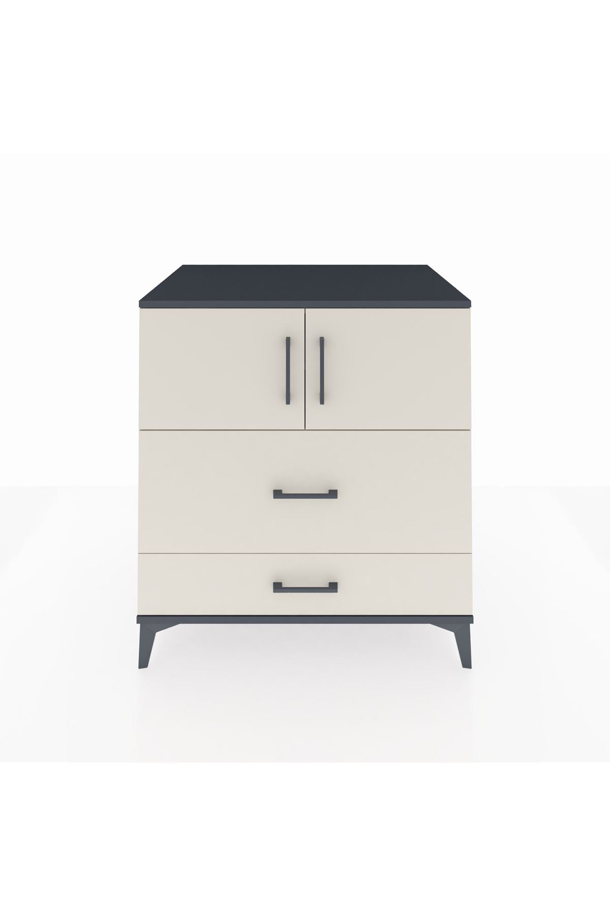 Kronos Şifonyer 2 Raflı 2 Çekmeceli 2 Kapaklı 88x59x96 Antrasit-Aytaşı