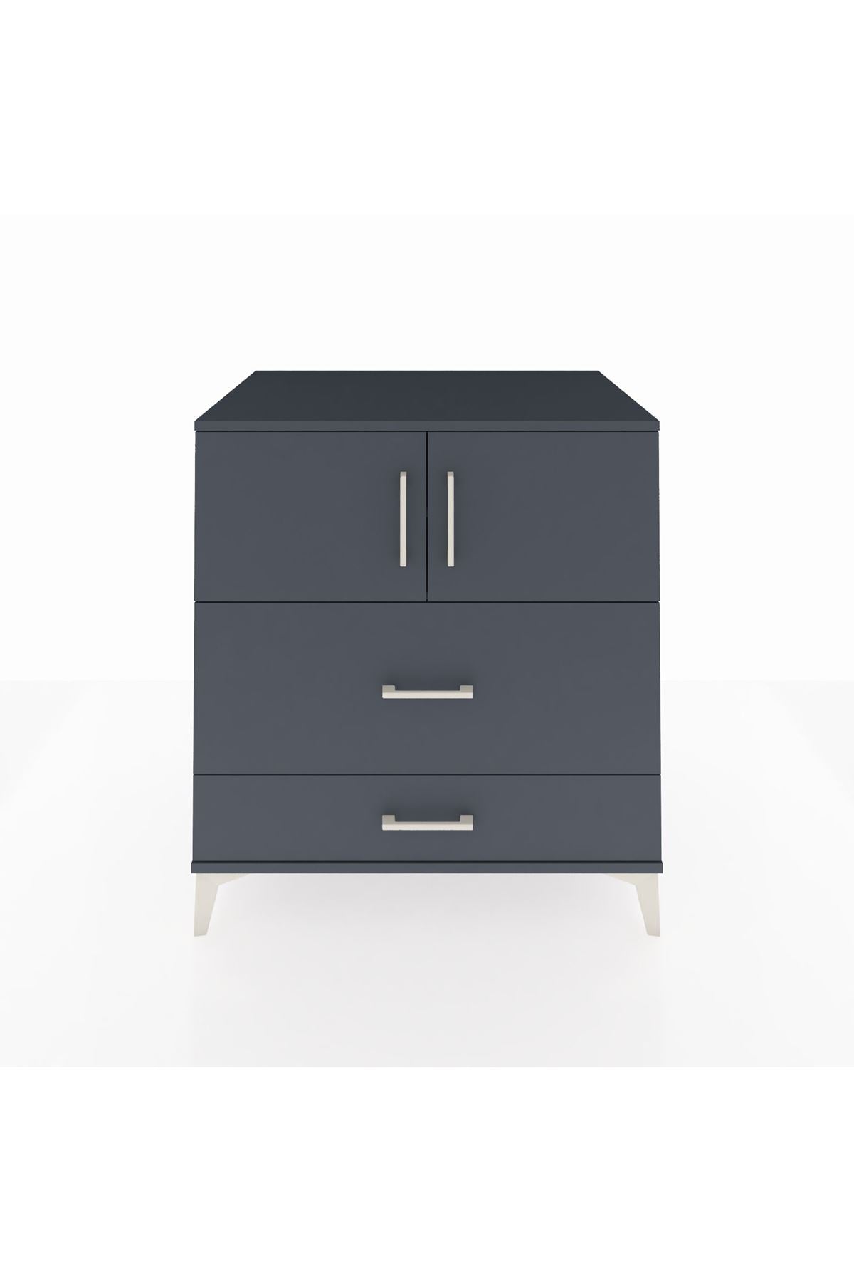 Kronos Şifonyer 2 Raflı 2 Çekmeceli 2 Kapaklı 88x59x96 Antrasit-Antrasit