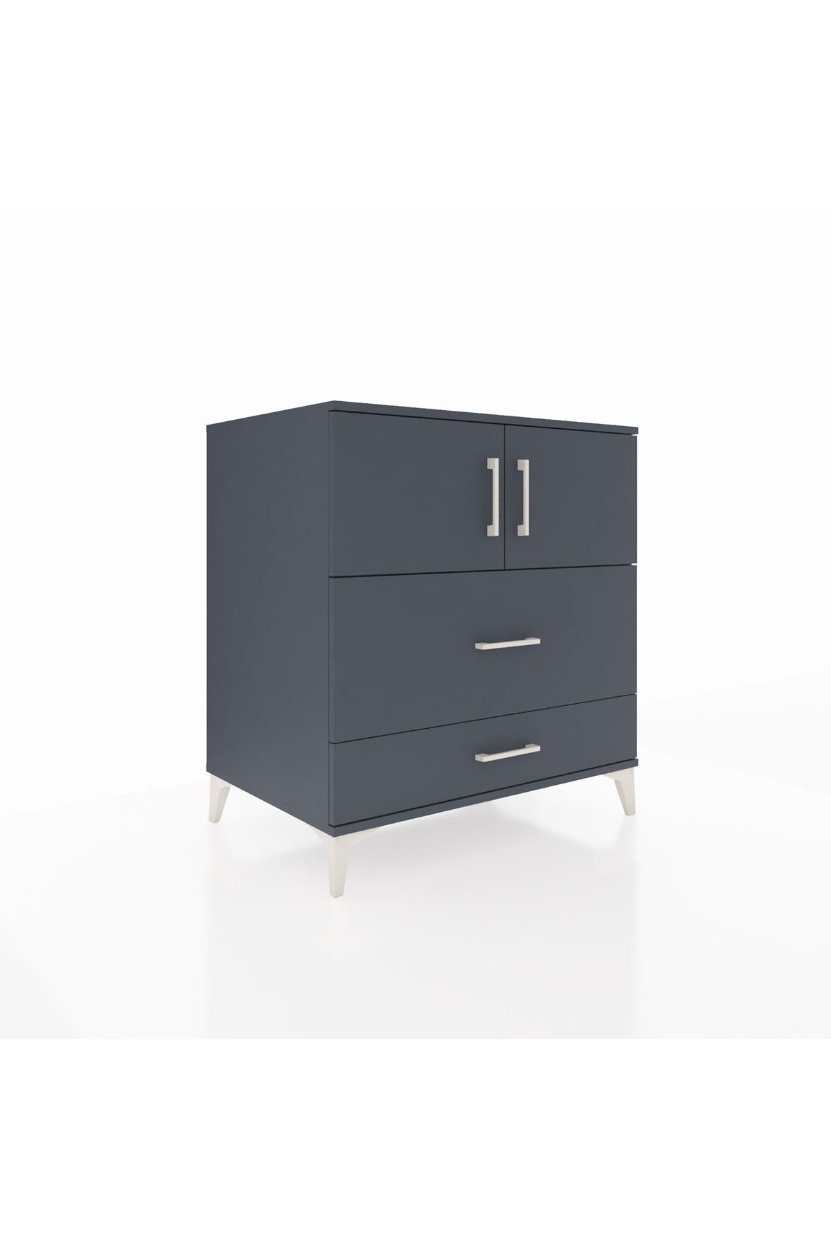 Kronos Şifonyer 2 Raflı 2 Çekmeceli 2 Kapaklı 88x59x96 Antrasit-Antrasit