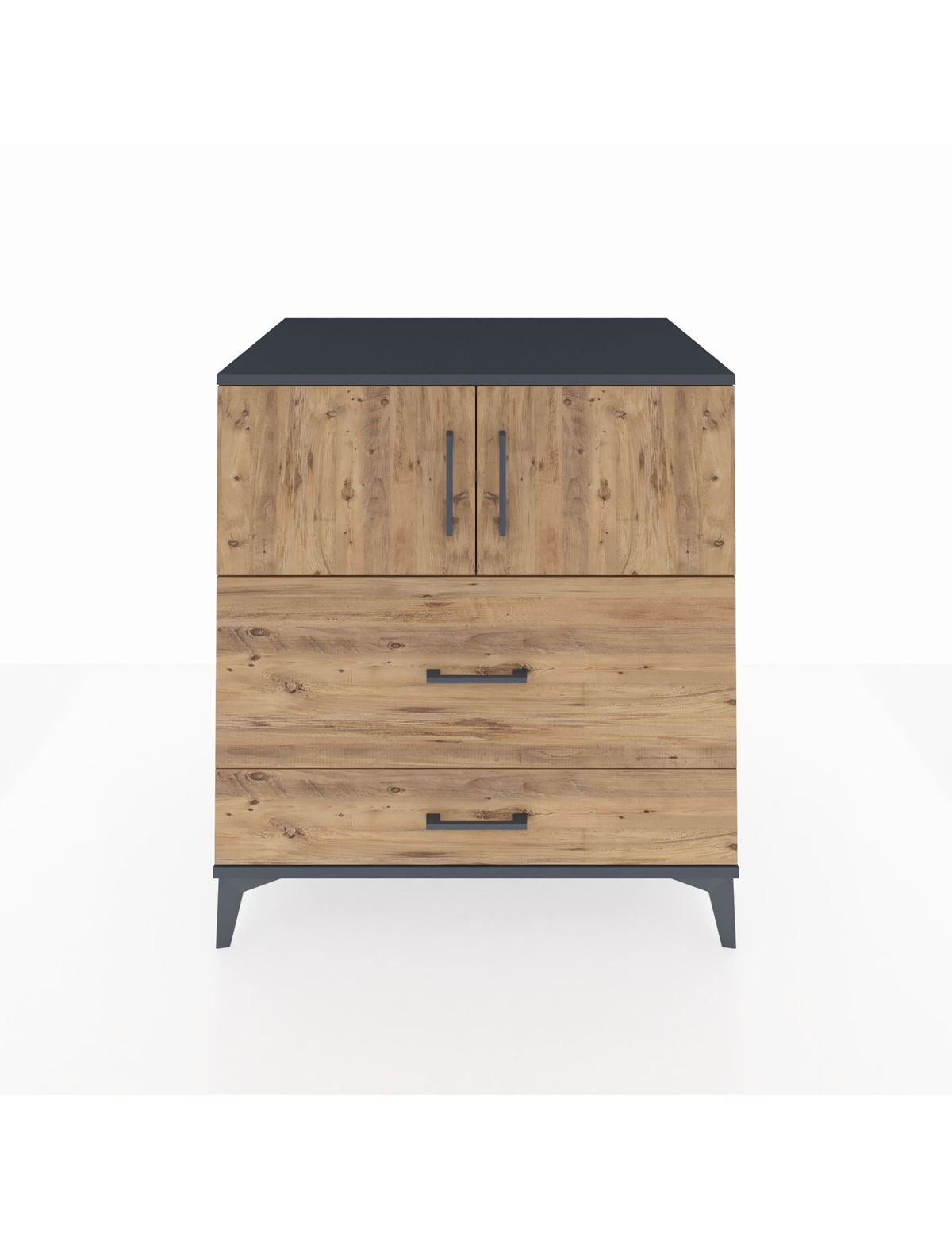 Kronos Şifonyer 2 Raflı 2 Çekmeceli 2 Kapaklı 88x59x96 Antrasit-Çam