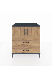 Kronos Şifonyer 2 Raflı 2 Çekmeceli 2 Kapaklı 88x59x96 Antrasit-Çam