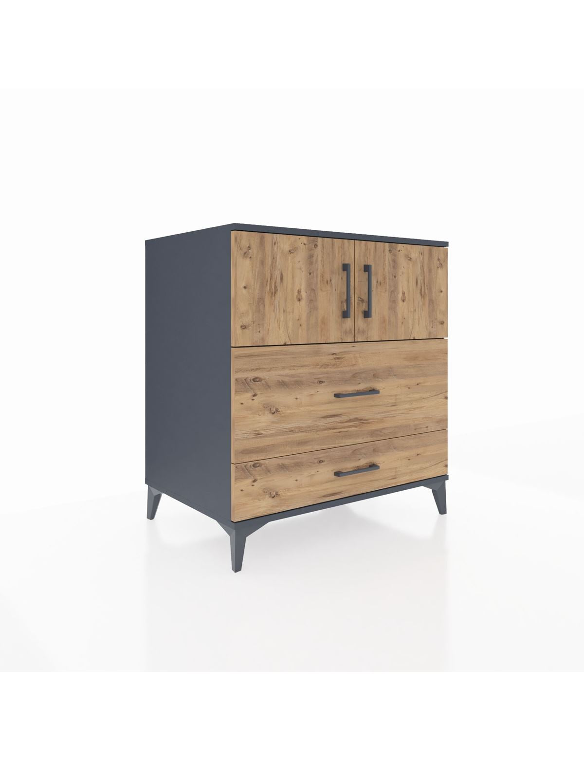 Kronos Şifonyer 2 Raflı 2 Çekmeceli 2 Kapaklı 88x59x96 Antrasit-Çam