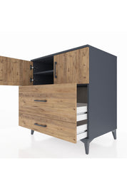 Kronos Şifonyer 2 Raflı 2 Çekmeceli 2 Kapaklı 88x59x96 Antrasit-Çam