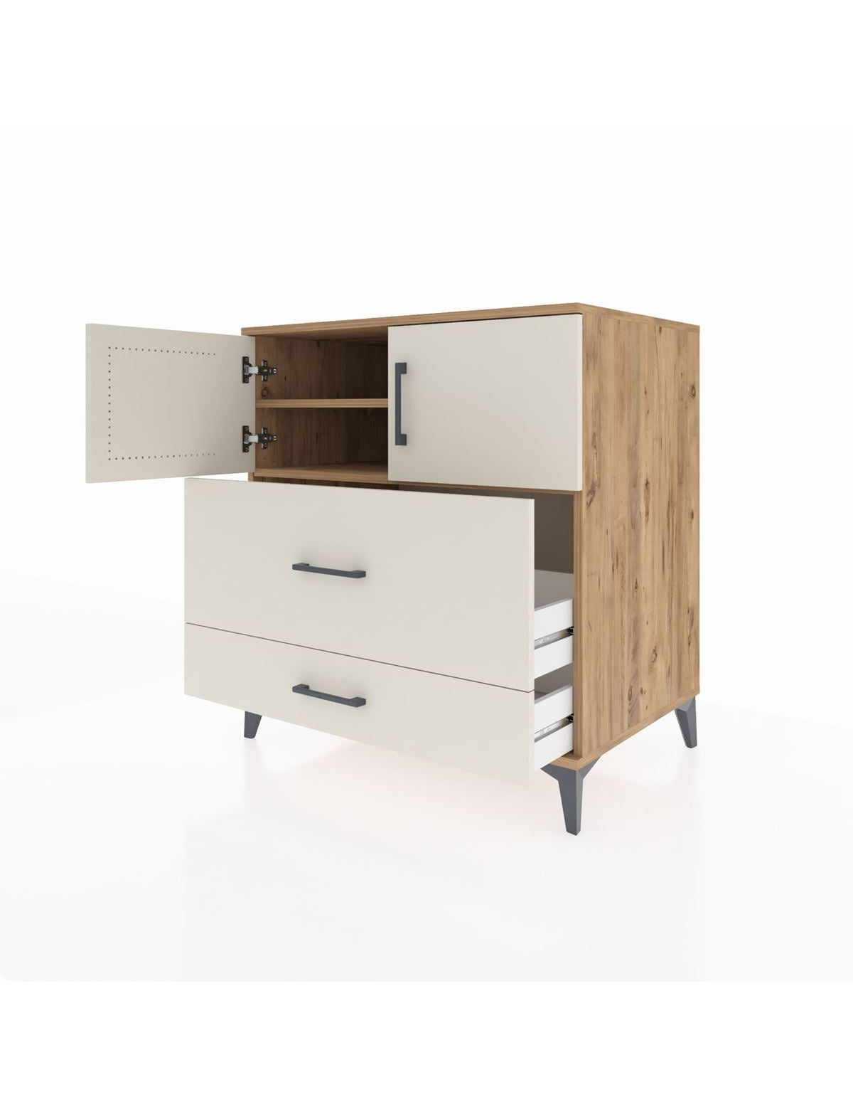 Kronos Şifonyer 2 Raflı 2 Çekmeceli 2 Kapaklı 88x59x96 - S70M055V7C