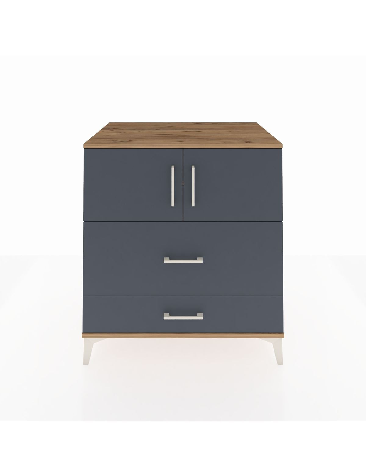 Kronos Şifonyer 2 Raflı 2 Çekmeceli 2 Kapaklı 88x59x96 Çam-Antrasit